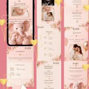 Invitación Web Baby Shower  Niña Editable en Canva