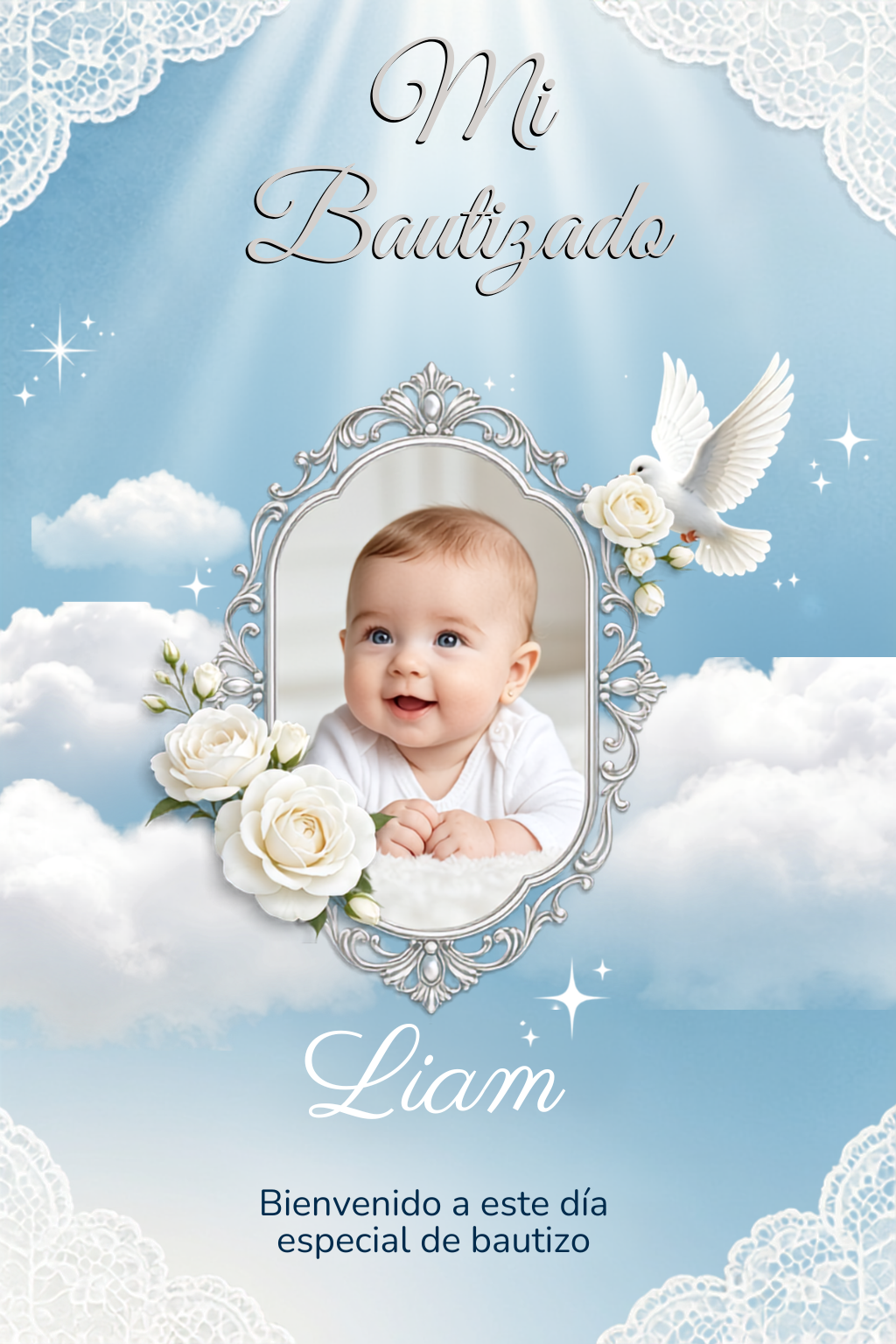 Invitación de Bautizo Niño Editable en Canva - Image 2